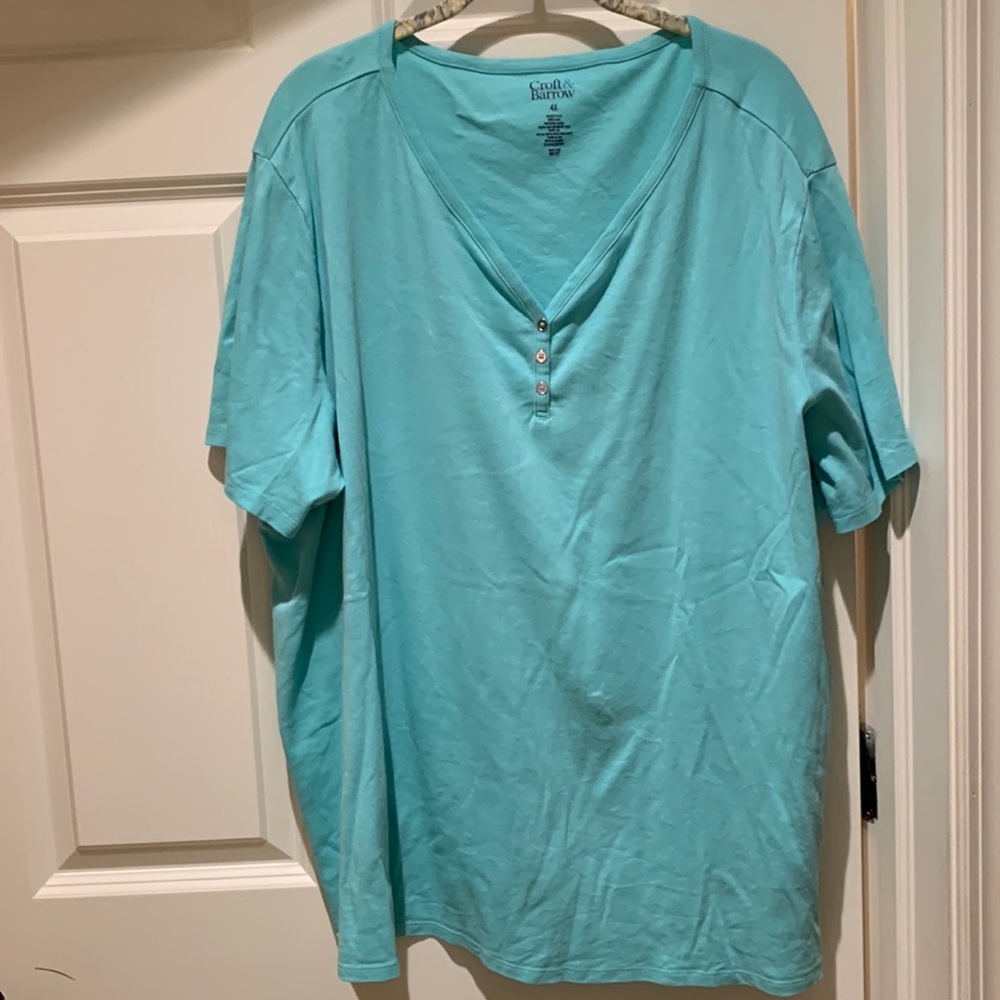 Croft & Barrow 100% cotton short sleeve henley aqua color. Women’s plus size 4X